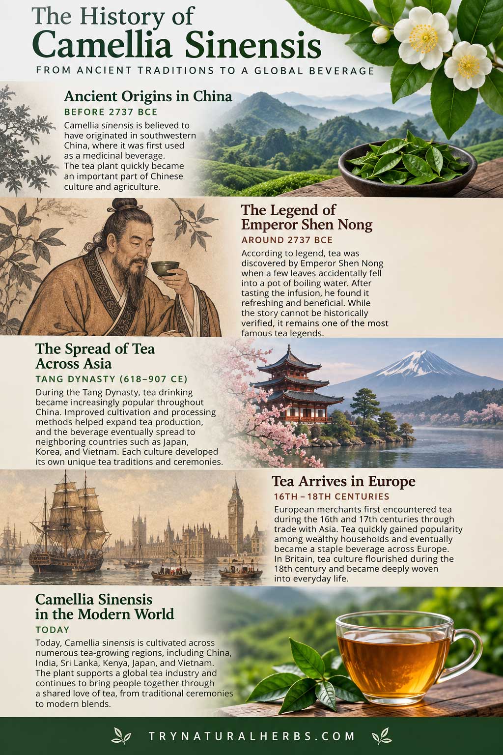 History of Camellia Sinensis infographic