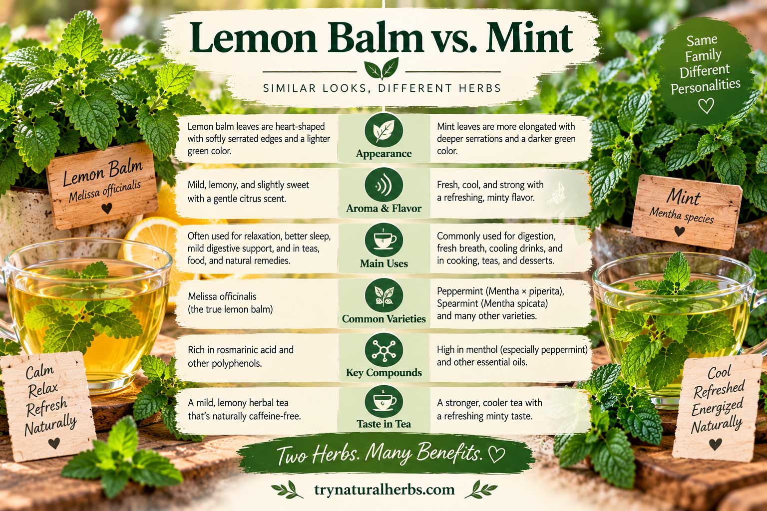 Lemon Balm vs Mint Infographic