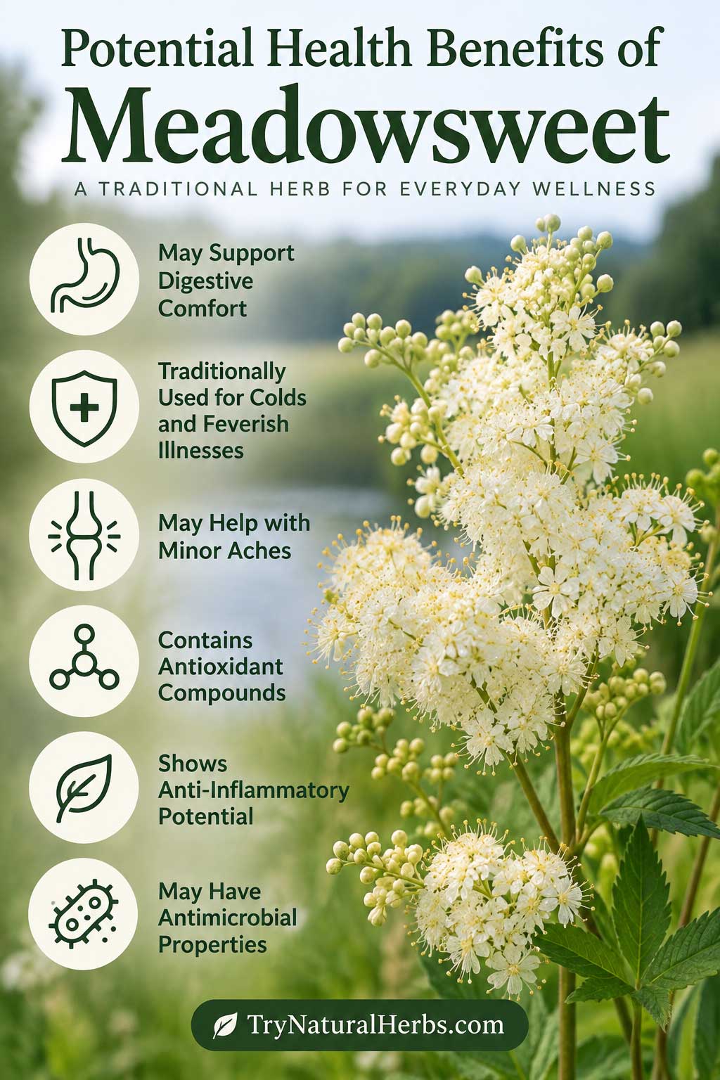 Meadowsweet Wellness Benefits Infographic