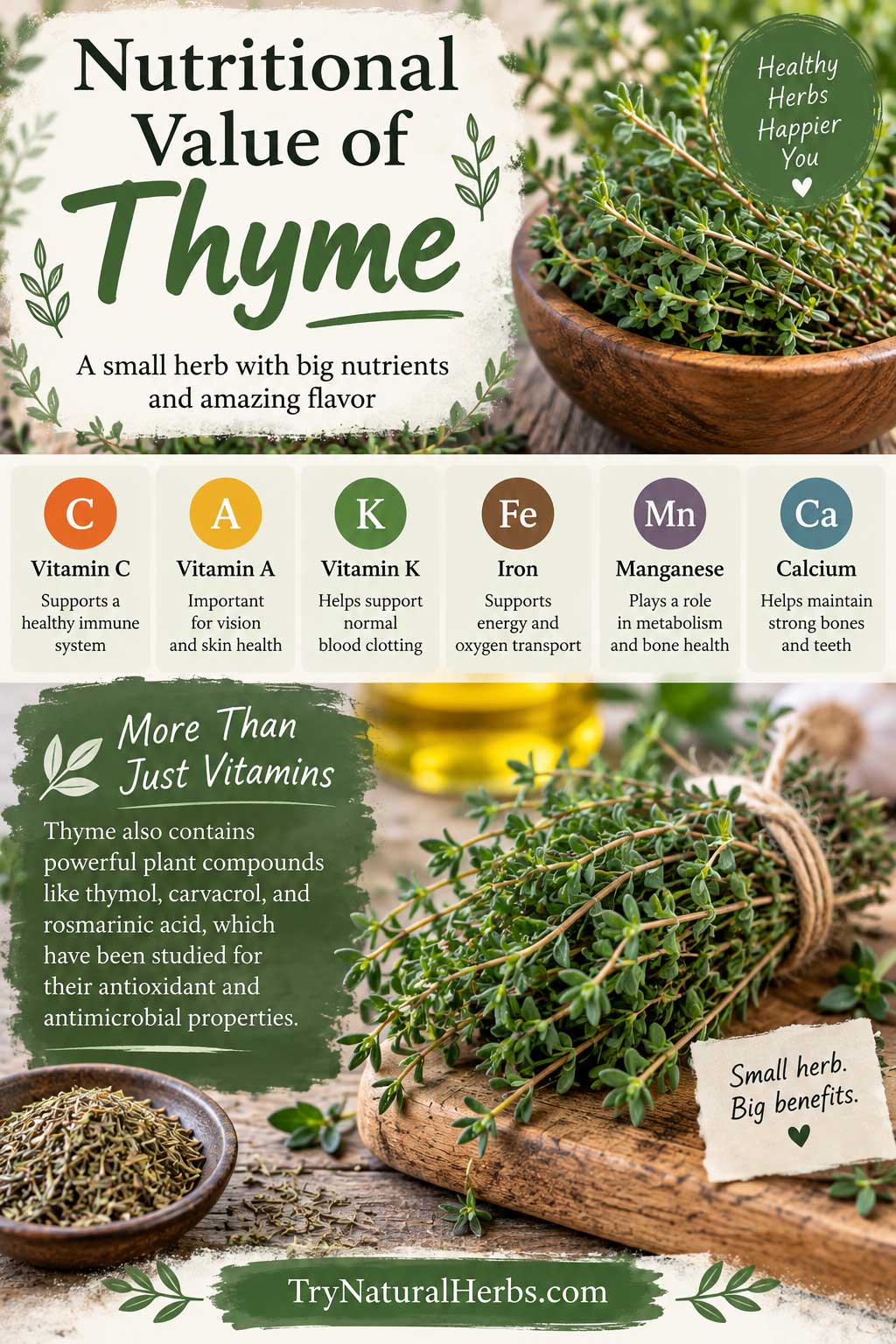Nutritional Value of Thyme Infographic