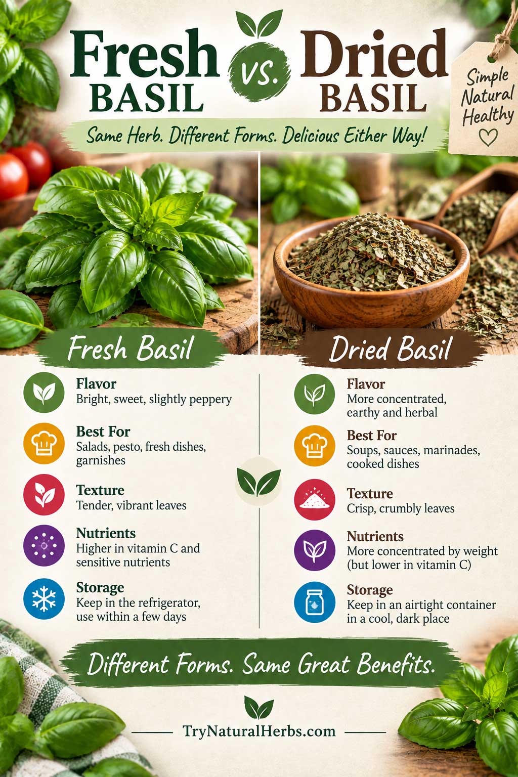 Fresh vs Dried Basil Infographic