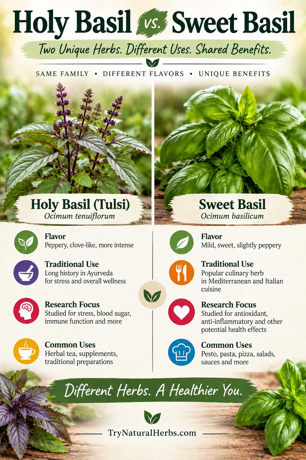 Holy Basil vs Sweet Basil Infographic